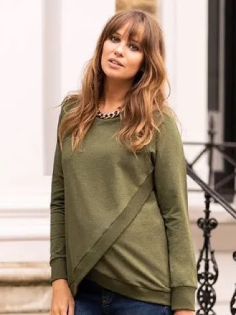 Seraphine Olive Green Crewneck Sweater Size Medium